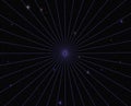 Laser light vanishing point over star field computer graphic