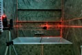 Laser measurement during bathroom renovation Royalty Free Stock Photo