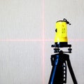 Laser measurement level for construction works, small depth of sharpness Royalty Free Stock Photo