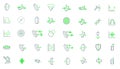 Laser optics green colour icons set