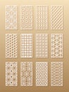 12 laser patterns for room walls in the Arabic style. Traditional oriental ornament in a rectangle for the design of a