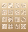 12 laser patterns for room walls in the Arabic style. Traditional oriental ornament in a rectangle for the design of a