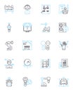 Laser printing linear icons set. Tr, Fuser, Resolution, Cartridge, Duplex, Drum, Maintenance line vector and concept