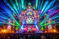 Laser projection mapping display at music festival