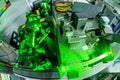 Laser in a quantum optics lab. Royalty Free Stock Photo