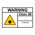 Laser radiation danger class 3B label icon, safety information symbol vector illustration