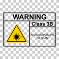 Laser radiation danger class 3B label icon, safety information symbol vector illustration