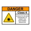 Laser radiation danger class 4 label icon, safety information symbol vector illustration