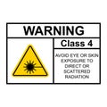 Laser radiation danger class 4 label icon, safety information symbol vector illustration