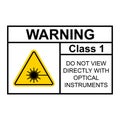 Laser radiation danger class 1 label icon, safety information symbol vector illustration