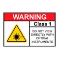 Laser radiation danger class 1 label icon, safety information symbol vector illustration