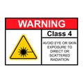 Laser radiation danger class 4 label icon, safety information symbol vector illustration