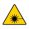 Laser radiation danger label icon, safety protection information symbol vector illustration