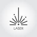 Laser ray half circle icon drawing in outline design. Graphic thin line stroke pictograph. Technology contour web sign