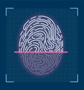 Laser scanning of fingerprint. Futuristic