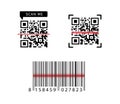 Laser Scanning label with barcode. Realistic barcode icon. Scan me icon. Scan qr code icon for payment, mobile app, website Vector