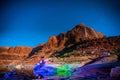 Laser show on Lake Powell Red Rock Mountains