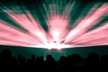 Laser show rays in nightlife party red and green colors Royalty Free Stock Photo