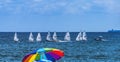 Laser Small Sailboat Racing Blue Ocean Fort Lauderdale Beach Florida Royalty Free Stock Photo