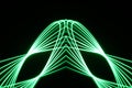 Laser Spirograph in green light expanded in a geometric shape