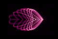 Laser Spirograph in in red and pink light expanded in various heart shapes