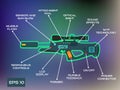 Laser tag game, laser gun infographics in trendy flat style.