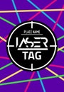 Laser tag target game poster flyer. Vector lasertag banner for fun party. Neon Aim shot poster