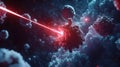 Laser targeting virus cell destruction medical science Royalty Free Stock Photo