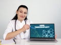 LASER TRABECULOPLASTY phrase on the screen. medico use internet technologies at office Royalty Free Stock Photo