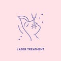 Laser treatment icon. Cosmetology concept. Facial laser hair removal, depilation