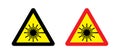 Laser In Use Sign and Symbol. Caution: Invisible Laser Radiation Label. Royalty Free Stock Photo