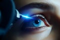 Laser vision correction. Woman's eye. Human eye. Woman eye with laser correction. Eyesight concept Royalty Free Stock Photo