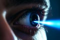 Laser vision correction. Woman& x27;s eye. Human eye. Woman eye with laser correction. Eyesight concept Royalty Free Stock Photo