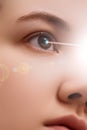 Laser vision correction . Woman's eye . Human eye. Woman eye with laser correction . Eyesight concept Royalty Free Stock Photo