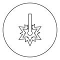 Laser working Laser line spark Welding symbol Engraving concept Laser engraving burst cut icon in circle round outline black Royalty Free Stock Photo