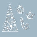 Lasercut Christmas tree ball candy toy star Christmas theme Set Design element of a lasercut lace Christmas toys for laser cutting