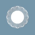 Lasercut lace doily design Round pattern ornament Template mockup of a round white lace doily napkin lasercut frame Design element