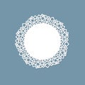 Lasercut lace doily design Round pattern ornament Template mockup of a round white lace doily napkin lasercut frame Design element