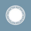 Lasercut lace doily design Round pattern ornament Template mockup of a round white lace doily napkin lasercut frame Design element