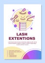 Lash extension poster template layout. False eyelashes glue, curler. Banner, booklet, leaflet print design with linear