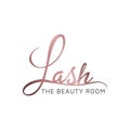 Lash logo design with rose golden gradient