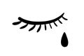 Lashes hand tear hand drawn vector illustration in cartoon style. Minimalism