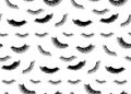 Lashes Vector seamless pattern. Closed eyes background. Repeat fashion illustration