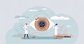 LASIK eye surgery, checkup and sight correction therapy tiny person concept