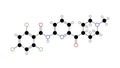 lasmiditan molecule, structural chemical formula, ball-and-stick model, isolated image selective serotonin agonists