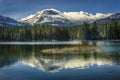 Lassen Peak after snow storm, Manzanita Lake, Lassen Volcanic National Park Royalty Free Stock Photo