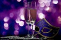 Lasses with champagne and Venetian mask Royalty Free Stock Photo