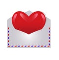 Classic air mail envelope with red heart Royalty Free Stock Photo