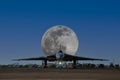 The last airworthy Avro Vulcan bomber, part of the Royal Air Force`s strategic nuclear strike force under a full moon