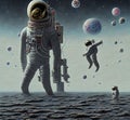 Last astronaut on flooded planet, Generative AI Illustration